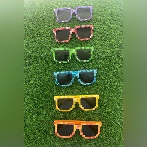 6 Pc Pixel Sunglasses Lot | Retro Gaming 8-Bit Style | Assorted Colors